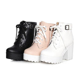 Fashion Buckle Plus Lacing 3 Colors High Heel Martin Boots MK15526