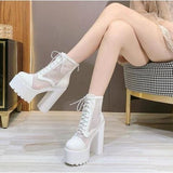 Hollow Mesh High Heel Platform Boots MK15050