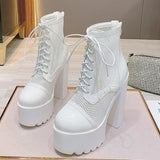 Hollow Mesh High Heel Platform Boots MK15050