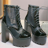 Hollow Mesh High Heel Platform Boots MK15050