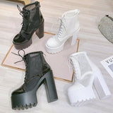 Hollow Mesh High Heel Platform Boots MK15050