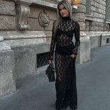 women's clothing spring and summer new fashion perspective mesh tight skirt sexy hollow lace dress female