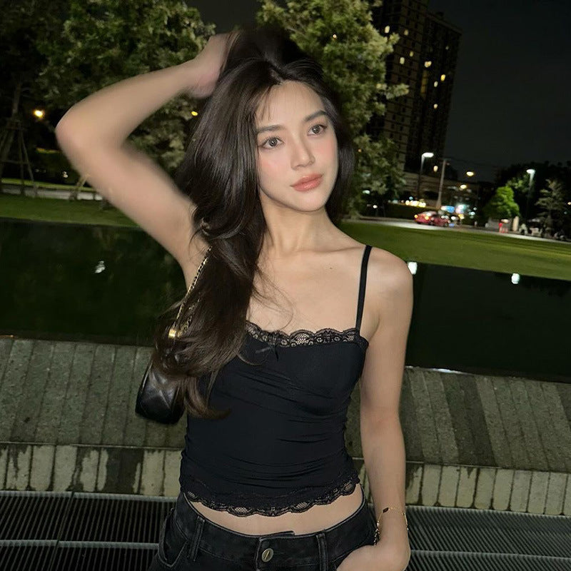women's clothing spring and summer new pure desire hot girl lace camisole vest inner bottoming top beautiful back