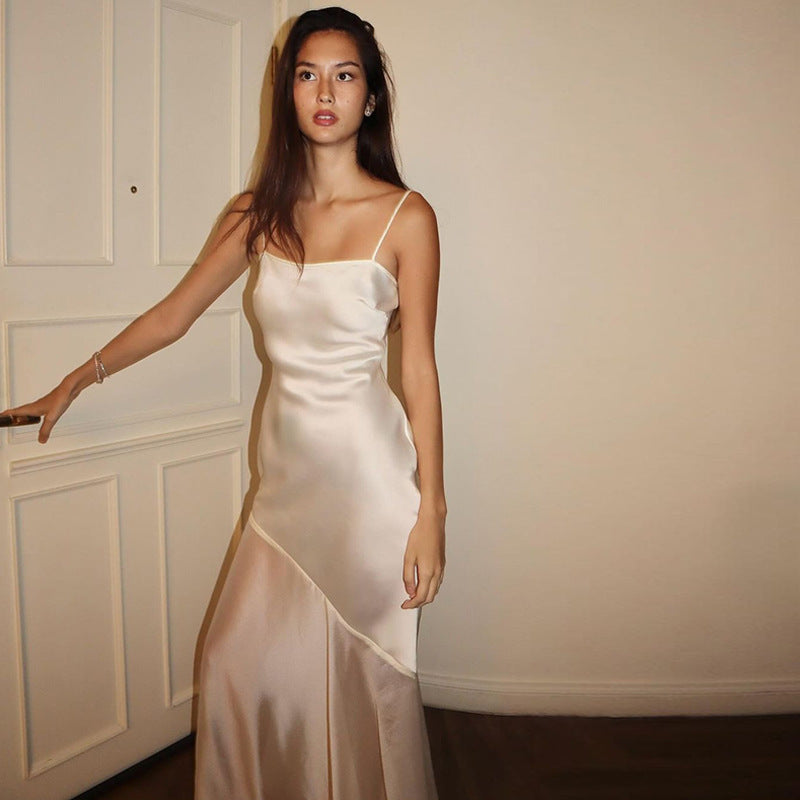 women's clothing summer new style celebrity style sexy temperament chiffon fishtail satin suspender dress female