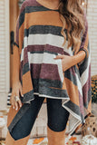 Casual Striped Contrast O Neck Tops