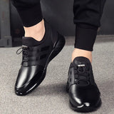 Mens Casual Shoes PU Leather Lace Up Height Increase 6cm 8cm Male Sneakers Solid Color Breathable Business Mens Vulcanize Shoes