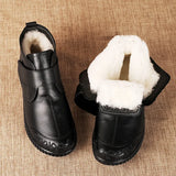 New Women's Real Leather Ankle Boots Thick Bottom Plush Shoes Women Winter Warm Shoes Fashion Cool Footwear Size 34-41