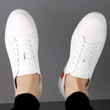 New Fashion Men Genuine Leather Casual Shoes Lightweight Breathable Flats Shoes Luxury Brand Men's White Walking Sneakers