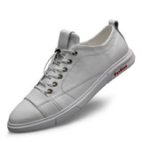 Classic White Sneakers Men Casual Leather Shoes Male Lace-Up Genuine Leather Flats Fashion Korean Simple Footwear Size 47