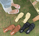 Summer Women Sandal Shoes Low Round Heel Narrow Band Gladiator Casual Sandal Ladies Casual Outdoor Beach Slides