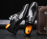 Men's Business Dress Office Shoes Crocodile Grain Leather Shoes Mens Buckle Casual Wedding Party Shoes Men Flats Plus Size