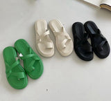 Fashion Wedge Slippers Female Slide Women Casual Flip Flops Brand Sandal Luxury Soft Flat Beach Shoes Green