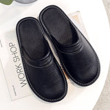 Autumn Winter Indoor Shoes Men's Slippers Plus Size 47 48 Man Concise Navy Blue Slides Simple Leather Home Slippers For Men