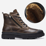 Natural Cow Leather Men Winter Boots Handmade Retro Men Boots Genuine Leather Men Winter Shoes