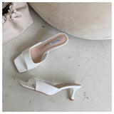 New Brand High Heels Slippers Women Slip On Slide Elegant Mule Shoes Women Sandal Leisure Slipper Big Size 35-41