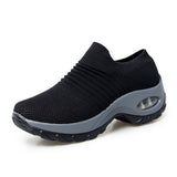 Women's Walking Shoes Fashion Air Cushion Thick Bottom Sneakers Slip-on Lightweight Breathable Casual Shoes