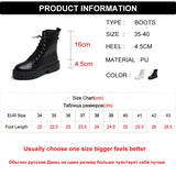 White Black PU Leather Ankle Boots Women Autumn Winter Round Toe Lace Up Shoes Woman Fashion Motorcycle Platform