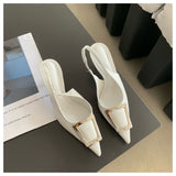 Fashion High Heel Shoes Women Slingback Sandals Female Pointed Toe Elegant Pumps For Party Shoes Brand Buckle Slip On Mule Mujer