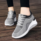 Autumn Thick Sole Sneakers Fashion Flat Sneakers Women Heightening Breathable Vulcanized Shoes Running Shoes