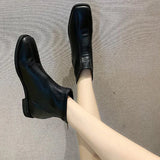 Booties Black Female Ankle Boots Flat Footwear Work Short Shoes for Women Spring on Offer Free Shipping Pu Promotion Boot