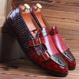 Men's Classic Crocodile Grain Microfiber Leather Casual Shoes Mens Buckle Party Wedding Loafers Moccasins Men Driving Flats