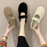 Autumn Plush Casual Shoes Girl's Ballet Flats Fashion Concise Style Velvet Shallow Elegant All-match Women Loafers