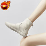 Booties Wedges Elegant with Low Heels Short Shoes for Women Black Female Ankle Boots Round Toe Footwear New in Winter