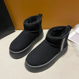 Real Sheepskin Wool Low-cut Warm Fur Shoes Snow Boots  Man and Women  Platform Boots Winter Short Boots  Fur for Ladies