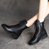 Women Chunky Ankle Chelsea Boots Retro Classic Shoes New Winter Oxford Lace-up Platform Femme Boots Gladiator Casual Botas