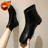 Booties Black Female Ankle Boots Flat Footwear Work Short Shoes for Women Spring on Offer Free Shipping Pu Promotion Boot