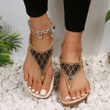 Crystal Wedge Gladiator Sandals Women Summer Elastic Band Clip Toe Thong Sandals Mujer Plus Size Non Slip Beach Shoes Woman