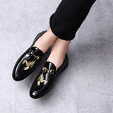 Men's Casual Leather Shoes Classic Slip-on Loafers Mens Driving Moccasins Men Embroidery Party Wedding Flats  Sizes 38-48