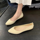 Women's Ballet Flats Knitting Casual Shoes Slip-on Cute Ballerina Pointe Shoes Not Casual Leather Without Heels Comfortable