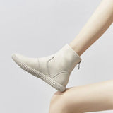 Booties Wedges Elegant with Low Heels Short Shoes for Women Black Female Ankle Boots Round Toe Footwear New in Winter