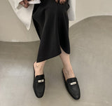 Women Flat Slippers New Fashion Metal Chain Close Toe Mule Shoes Slip On Casual Loafers Brand Slides Flip Flops