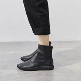 Booties Wedges Elegant with Low Heels Short Shoes for Women Black Female Ankle Boots Round Toe Footwear New in Winter