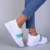 Breathable Knitting Flats Shoes for Women Autumn Fashion Chain Sports Shoes Woman Platform Slip on Socks Sneakers Plus Size