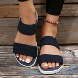 Women's Knit Elastic Cloth Wedge Sandals Slip On Lightweight Walking Sandals Women Plus Size Comfortable Summer Shoes Woman