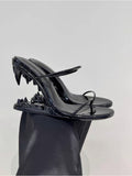 European and American Summer New Metal Tooth Sandals, High-heeled Shoes, Fashion Shows, Women's Dresses, 44 Size Sandals