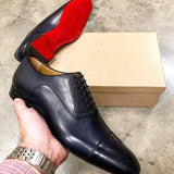 Red Sole Men Shoes Black Brown Oxfords Square Toe Lace-up Wedding Shoes for Men with Free Shipping Men Shoes