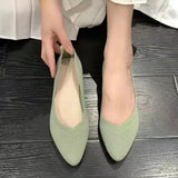 Women's Ballet Flats Knitting Casual Shoes Slip-on Cute Ballerina Pointe Shoes Not Casual Leather Without Heels Comfortable