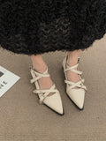 Black thick heel pointed Mary Jane shoes New lolita shoes Y2k shoes college girls retro leather shoes Women sandals