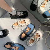 Vintage Lace Up Lolita Shoes Women Platform Mary Janes Shoes Casual Girls JK Uniform Single Shoes Spring Summer Pumps