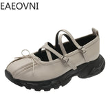 Summer Chunky Women Sports Shoes Fashion Shallow Butterfly-knot Platform Flat Shoes Ladies Casual Outdoor Mary Jane Shoes