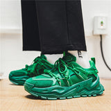Trendy Green Mens Fashion Sneakers  Superstar Shoes Streetwear Men's Chunky Sneakers Casual Designer Platform Mens Trainers