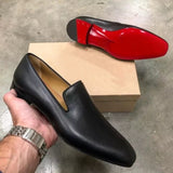 Red Sole Loafers Men Shoes PU Solid Color Fashion Business Casual Party Daily Versatile Simple Lightweight Classic Dress Shoes