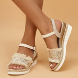 Bohemian Style Printed Wedge Sandals for Women Summer Non Slip Platform Shoes Woman Lightweight Casual Gladiator Sandalias