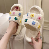 Thick Bottom Women's Slippers Beach Slide Flower Series Flip Flops Indoor Bathroom Non-slip Shoes Summer Couple Sandals