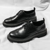 Luxury Brand Brogue Men's Shoes Thick-soled Casual Shoes British Style Comfortable Oxford Shoes Lace-up High Quality Men's Shoes