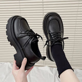 Women Spring New Black Platform Flats Shoes Women Loafers Slip on Boat Shoes Designer Casual Leather Oxfords